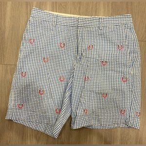 Vineyard Vines Shorts Men 30 Blue White Check Breaker Seersucker Kentucky Derby
